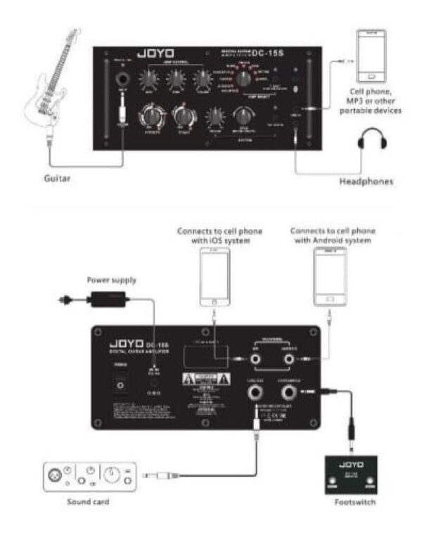 JOYO DC-15S Battery Powered Guitar Amplifier with Multi-Effects Looper BT Switch - Image 8