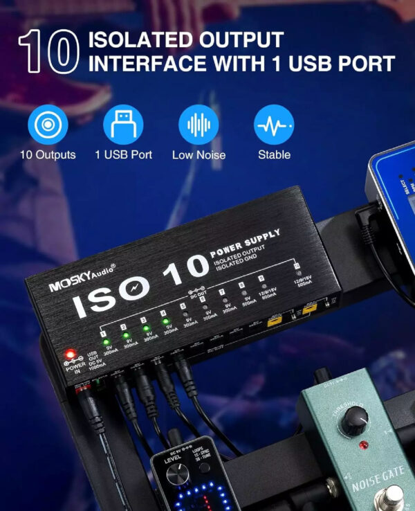 Mosky ISO-10 Guitar Effects Pedal Power Supply For 9V 12V 18V Isolated Outputs - Image 4
