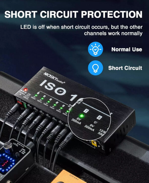 Mosky ISO-10 Guitar Effects Pedal Power Supply For 9V 12V 18V Isolated Outputs - Image 3