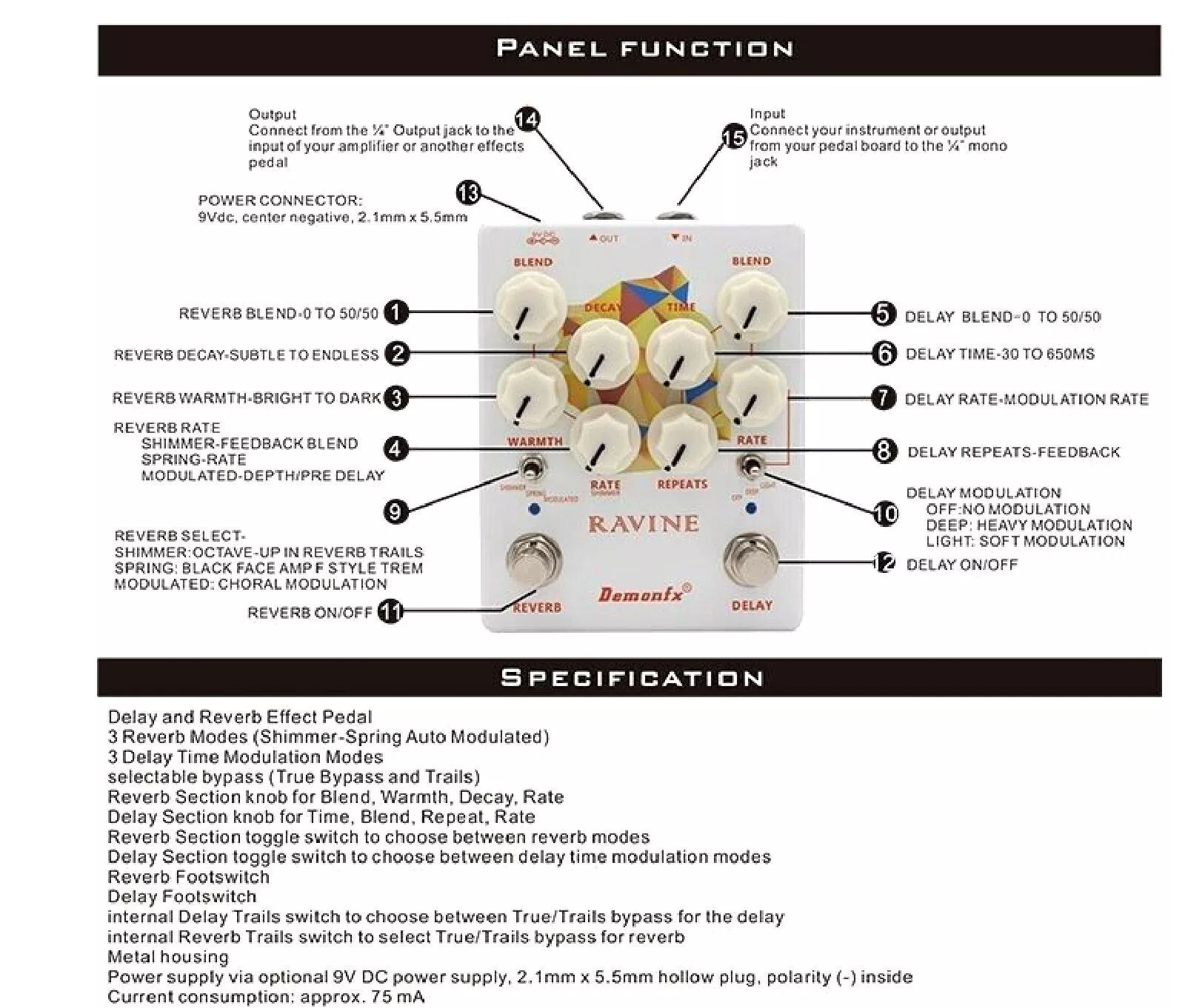 Demonfx RAVINE Reverb Delay Numerous Set Options - Image 4