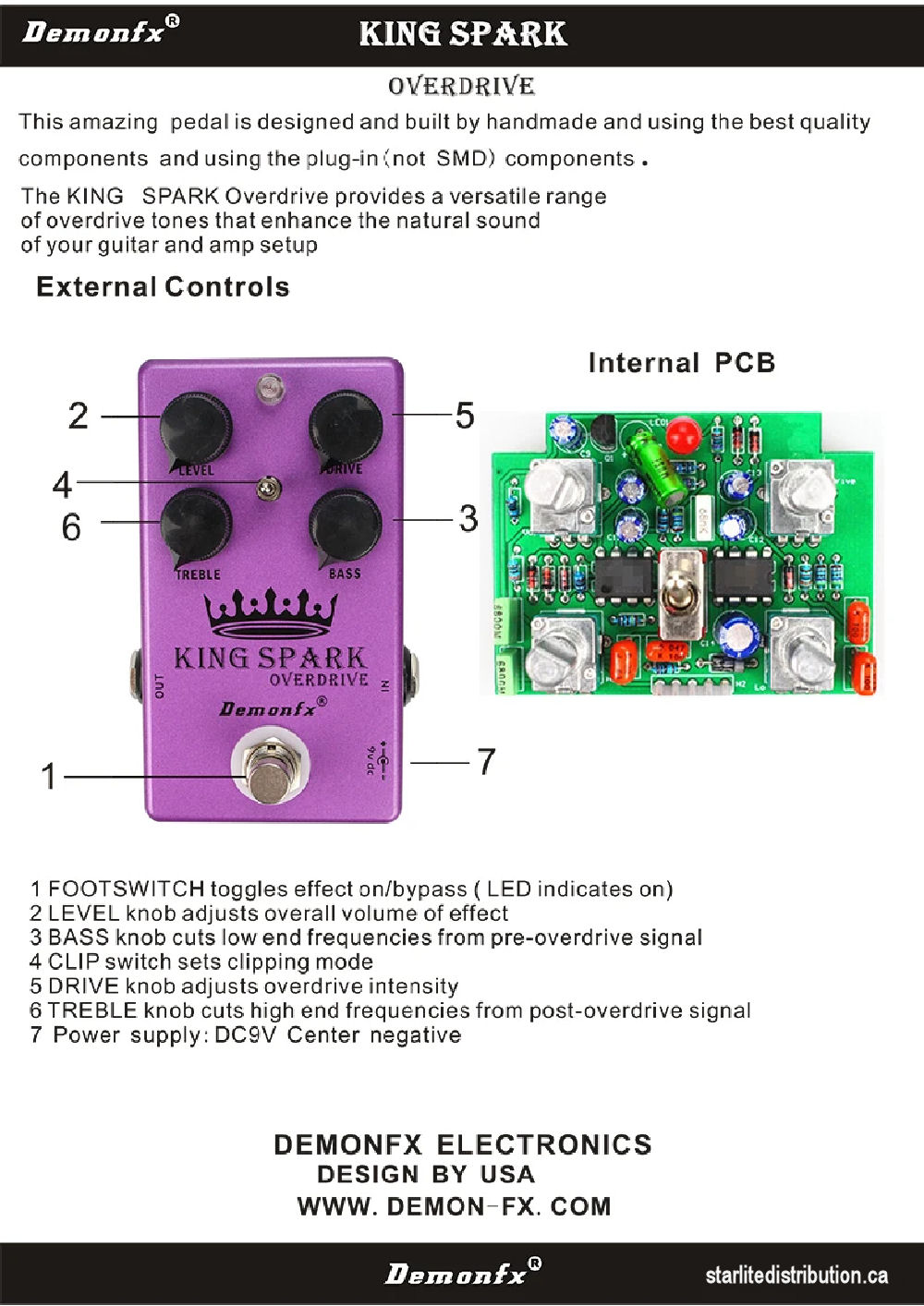Demonfx King Spark Handmade Professional Overdrive Booster Guitar Effects Pedal - Image 3
