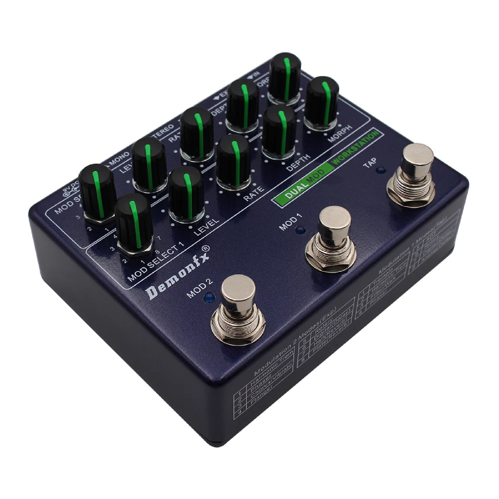 Demonfx DUAL MOD WORKSTATION Numerous Options Guitar Multi Modulation FX Pedal - Image 2