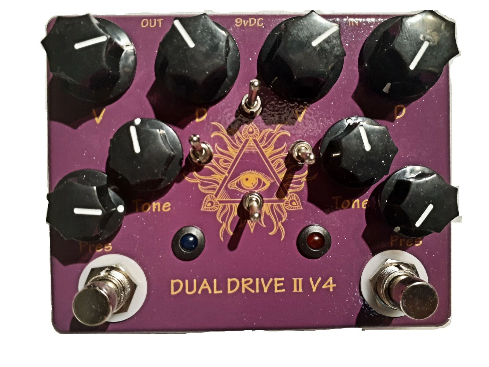 Hot Box DUAL DRIVE II V4 BOOST DIST/ON Pedal 4 DIP + 4 Toggles Bluesbreaker King Of Tone Inspired