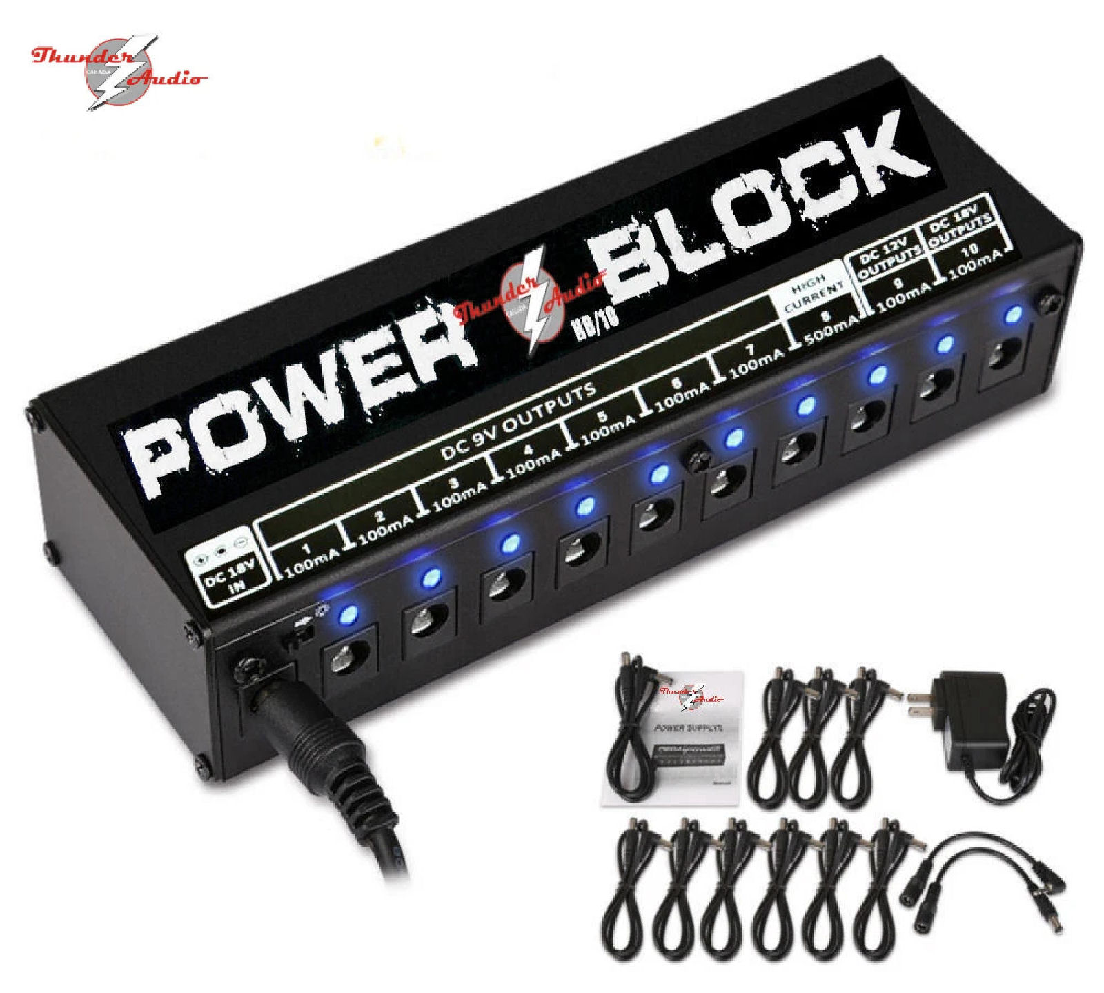 Thunder Audio Power Block HB/10 Power Supply 10 Isolated Output 9V 12V 18V-by Hot Box Pedals
