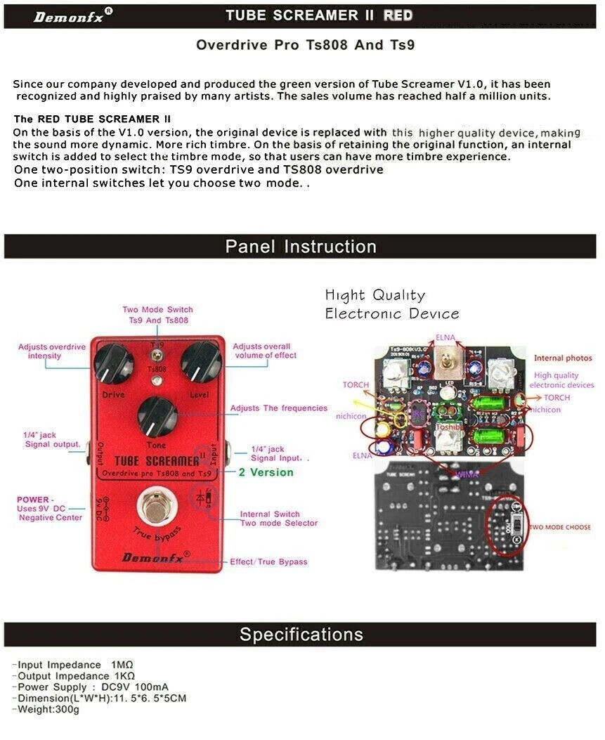 Demonfx TS II RED VI with 2 Overdrive options. Internal mode switch Original run - Image 2