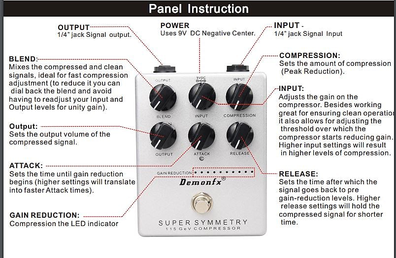 DemonFX SUPER SYMMETRY Compressor BASS Guitar Effect Pedal - Image 3